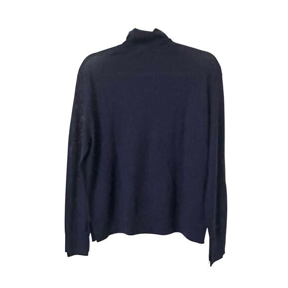 SAINT ART Carla Merino Wool Turtleneck Sweater Navy Blue Medium - Picture 3 of 5